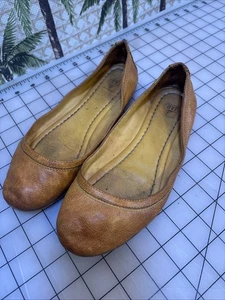 FRYE Carson Ballet Pisos Dorado Cuero Genuino Costuras Sin Cordones Para Mujer Talla 6.5 M - Imagen 1 de 10