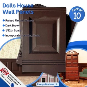 Miniature Dollshouse Wall Panels, Dark Brown Fielded Panels, 1/12th Scale. A1005 - Picture 1 of 3