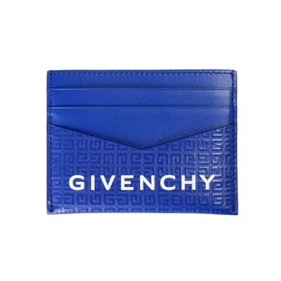 Estuche para tarjetas Givenchy azul real 100 % cuero con estampado de logotipo Foto 1 de 4