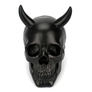  Halloween Accessories for Home Skull Statue Resin Skeleton Decor Horn - Picture 1 of 11