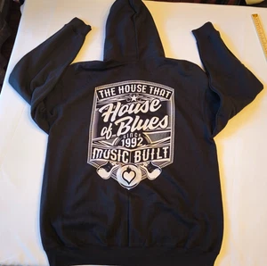 House of Blues Zip Hoodie Sweatshirt Black Graphic Size XL Music Venue Rock - Picture 1 of 8