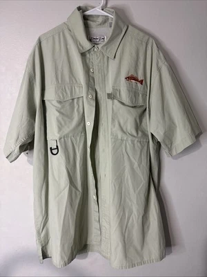 Camisa de Pesca BIMINI BAY Para Hombre Bordada Pez Rojo Talla XXL Manga Corta Verde Foto 1 de 4