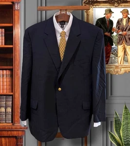 TRAD! Vintage Brooks Brothers Loro Piana Mens 44R Wool Gold Buttons Navy Blazer - Picture 1 of 19
