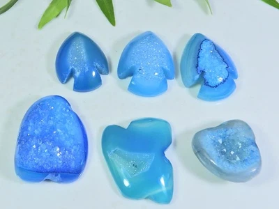 173Cts. Lote de 6 piezas de piedras preciosas sueltas cabujón ágata talla druzy de ónix teñido Foto 1 de 4