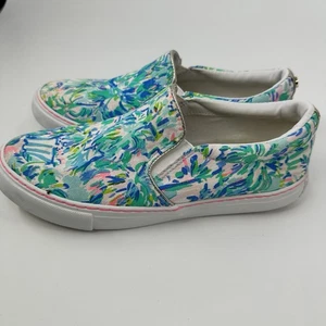 Lilly Pulitzer Slipper blau Blumen Schuhe Canvas Damengröße 7 bunt Resort - Bild 1 von 14