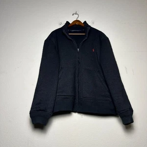Polo Ralph Lauren Sweater Full Zip Jacket Fleece 90s Black Men XL Fall Red Pony - Picture 1 of 16