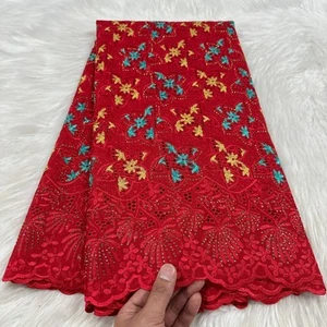 YQOINFKS Cotton Fabrics Stones Sewing 5 Yard African Swiss Voile Lace Embroidery - Picture 1 of 20