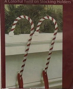Weihnachtsstrumpfhalter 2 rot und weiß Weihnachten Zuckerstange NEU - Bild 1 von 9