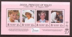 ISOLE SALOMONE, 1998 PRINCIPESSA DIANA COMMEMORAZIONE FOGLIO MINIATURA MNH - Foto 1 di 1