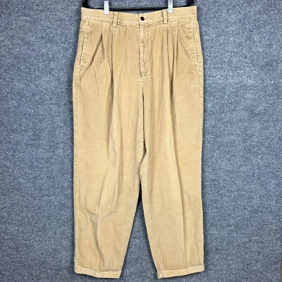 Vintage 90s Eddie Bauer Womens18 Corduroy High Rise Pleated Tapered Trouser Pant - Image 1 of 4