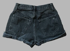 ✅Rag & Bone Damen 24 schwarze Denim Cut Off Roll Up Jeansshorts #W1946C611STK - Bild 1 von 14