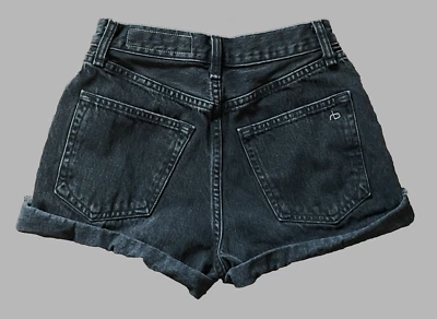 ✅Pantalones cortos de jean enrollables Rag & Bone para mujer 24 negros de mezclilla #W1946C611STK Foto 1 de 4