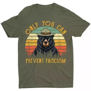 Vintage Resist Smokey The Bear Only You Can Prevent Fascism Unisex T-shirt - Picture 1 of 4