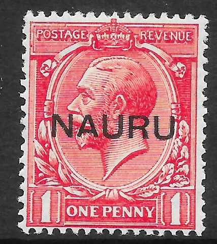 NAURU SG14 1923 1d SCARLET OVPT IN CENTRE MTD MINT Cover