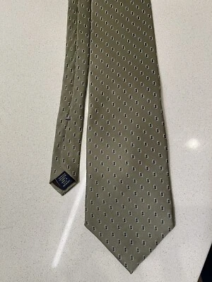 Corbata Savile Row para hombre 100 % seda verde geométrica 59x4 - nueva sin etiquetas - hecha en EE. UU. Foto 1 de 4