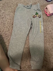 Peanuts Snoopy Charlie Brown Christmas Kids Small Youth Jogger Gray Sweatpants - Picture 1 of 5