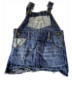 OshKosh B'Gosh Vestbak Jean Denim Mono Desgastado Dobladillo Deshilachado Falda a Rayas - Imagen 1 de 7