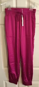 She + Sky Women's Satin Joggers Berry Pink Fuchsia Size Medium - Picture 1 of 3