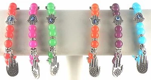 Hamsa Dangling Hand Hold Among Beaded Friendship Bracelet Amulet / Good Luck - Bild 1 von 13