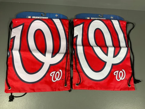 Washington Nationals MLB Drawstring Backpack Bag Logo Red White - Lot of 2 Cover