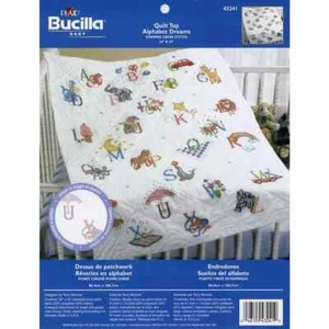 Trapuntino Bucilla bambino stampato punto croce plaid alfabeto bambini sogni 43241 - Foto 1 di 8