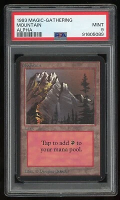 1993 MTG Magic the Gathering Card Alpha Mountain Version 1 PSA 9 TCG - Image 1 of 2
