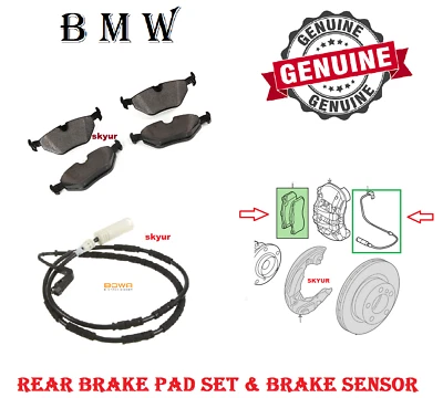 Juego de pastillas de freno trasero y sensor BMW E46 serie 3 325i 323i 328i 325ci 328ci genuino Foto 1 de 4