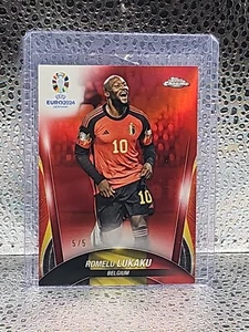 2024 Topps Chrome UEFA EURO Soccer #16 Romelu Lukaku /5 Red Belgium 1/1 SSP - Picture 1 of 3