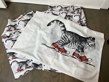 Vintage B Kliban Cat in Red Sneakers Twin Set Flat Fitted 2 Pillow Cases Fabric