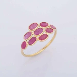 Natural Ruby Ring With 14 K Yellow Gold And Bezel Setting July Birth Stone Ring - Picture 1 of 4