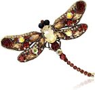 Elegant Dragonfly Bird Brooch Pin Crystal Rhinestone Animal Party Jewelry (Brown