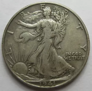 1941-D Silver Walking Liberty Half -XF- (#57h) - Picture 1 of 2