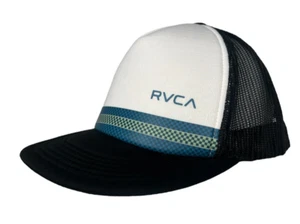 RVCA Trucker Hat Foam Mesh Snapback Black Blue White Stripes Lowbar Adjustable - Picture 1 of 9