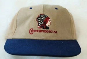 Vintage Chippewa Stiefel USA bestickt elastischer Rücken Baumwolle Mütze 90er - Bild 1 von 3
