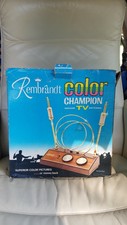Vintage ATOMIC Rembrandt Television TV Rabbit Ears Antenna Woodgrain & Brass