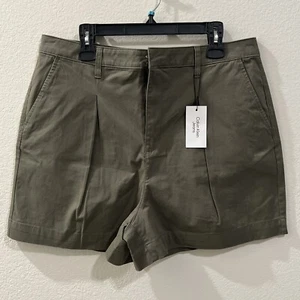 Calvin Klein Women's Twill Pleated 5" Inseam Short, Olive Green/32 (US14) - Picture 1 of 6