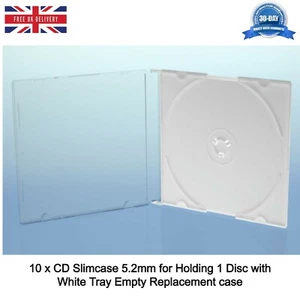 10 x CD Slimcase 5,2 mm für Halter 1 Disc mit weißem Fach leere Ersatzhülle - Bild 1 von 12