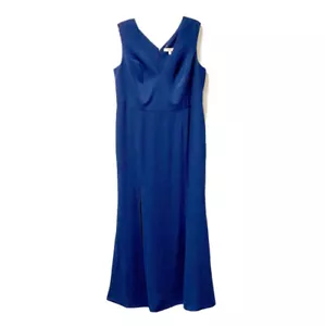 Dress The Population Sandra Dress Womens 2X Blue V Neck Gown Long Line Plus Size - Picture 1 of 7