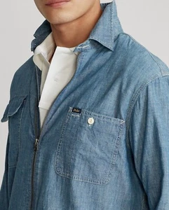 Camisa Polo Ralph Lauren Teñido de Índigo Chambray con Cremallera Completa Caballero - Imagen 1 de 5