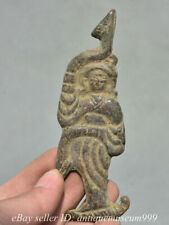 4" Old Chinese Bronze Dynasty Palace Woman Figure Statue Pendant Amulet
