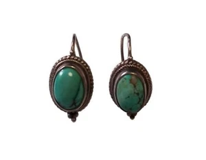 Handgefertigte handgemachte Alpaka Silber Ohrringe mit Naturstein Cabochon - Bild 1 von 4