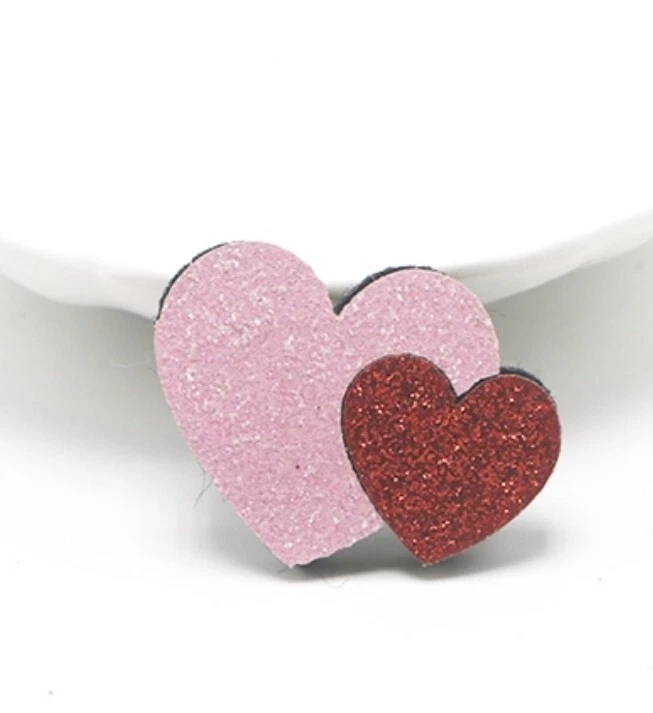 5 piezas. Fieltro Brillo Doble Corazón Adorno 35x27MM Rojo y Rosa 1058714 Foto 1 de 1