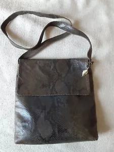 Vintage Dana Buchman Vegan Reptail Pyton Skin Brown Crossbody HandBag Keychain - Picture 1 of 24