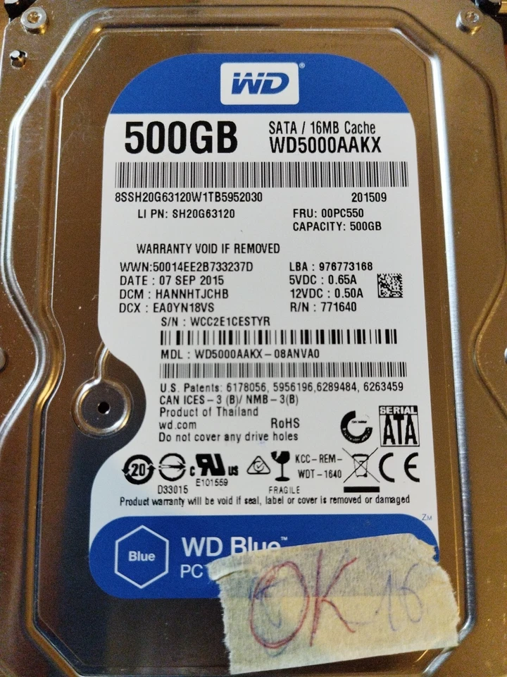 Western Digital  (7200RPM, 3,5", SATA III, 16MB Cache) 500GB Unità Disco - Immagine 1 di 1