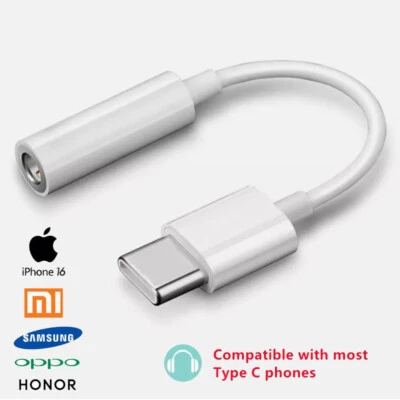 USB Type C to 3.5mm AUX Audio Headphone Jack Cable Adapter For iphone 16/15 Pro - Image 1 of 4