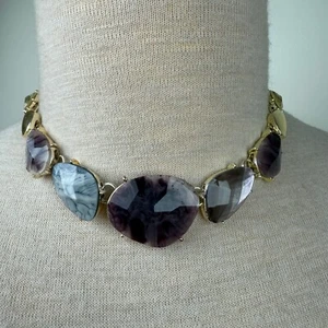 Dana Buchman Necklace Silver-Tone 19" Green & Purple Glass Stones - Picture 1 of 9