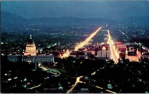 Postkarte Salt Lake City Utah bei Nacht Chrom unbesendet - Bild 1 von 2