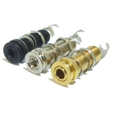 Quality Long Barrel Guitar Jack Input Socket Strap Pin Chrome Black or Gold