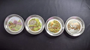 Sheridan Silver Coasters With Ceramic Centers Country Style Picture - Picture 1 of 10
