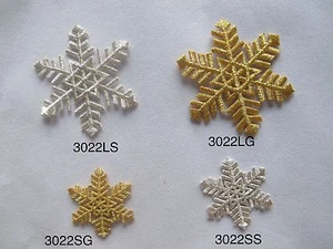 #3022 Golden,Silver Snowflake,Snow,Embroidery Iron On Applique Patch - Picture 1 of 5